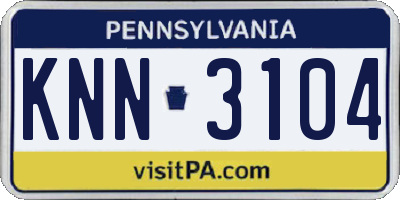 PA license plate KNN3104
