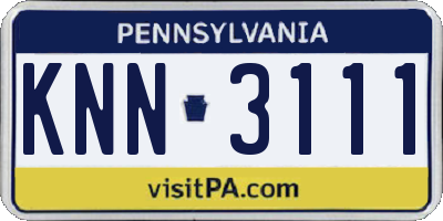 PA license plate KNN3111