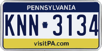 PA license plate KNN3134