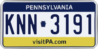 PA license plate KNN3191