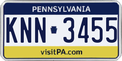 PA license plate KNN3455