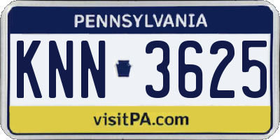 PA license plate KNN3625