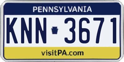 PA license plate KNN3671