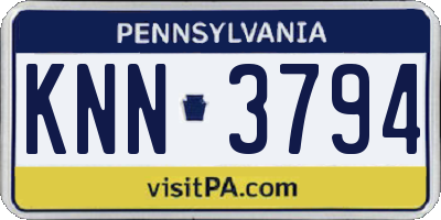 PA license plate KNN3794