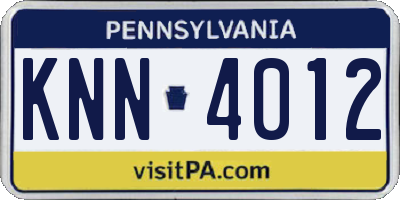 PA license plate KNN4012
