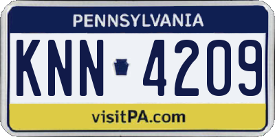 PA license plate KNN4209