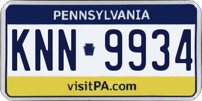 PA license plate KNN9934