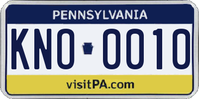 PA license plate KNO0010