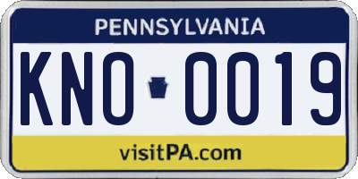 PA license plate KNO0019