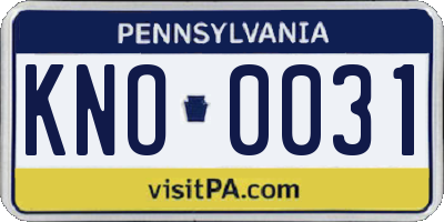 PA license plate KNO0031