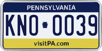 PA license plate KNO0039