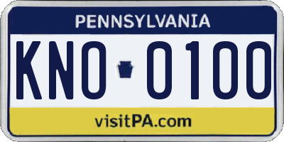 PA license plate KNO0100