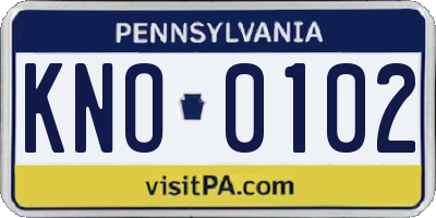 PA license plate KNO0102
