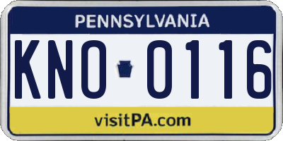 PA license plate KNO0116