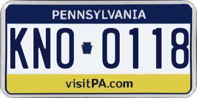 PA license plate KNO0118