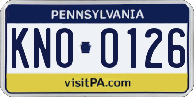 PA license plate KNO0126