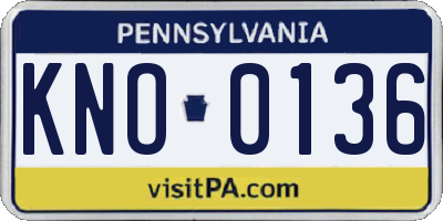 PA license plate KNO0136