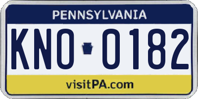 PA license plate KNO0182