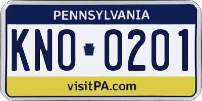 PA license plate KNO0201