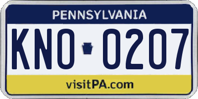 PA license plate KNO0207