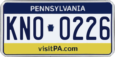 PA license plate KNO0226