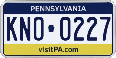 PA license plate KNO0227