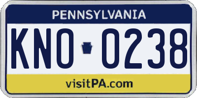 PA license plate KNO0238