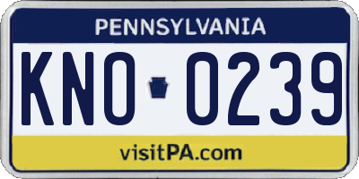 PA license plate KNO0239