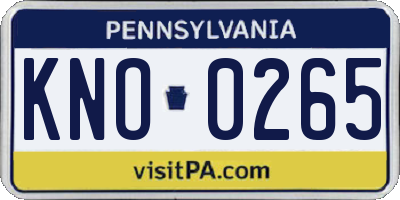 PA license plate KNO0265