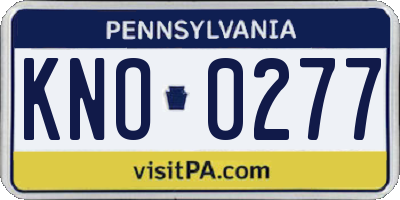 PA license plate KNO0277