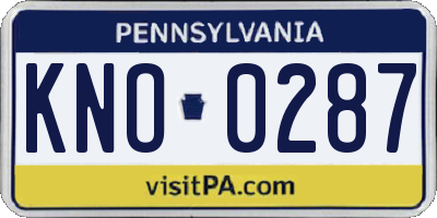 PA license plate KNO0287