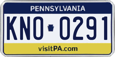 PA license plate KNO0291