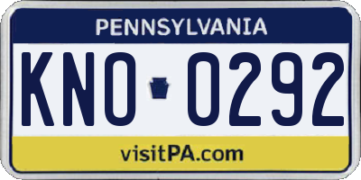 PA license plate KNO0292