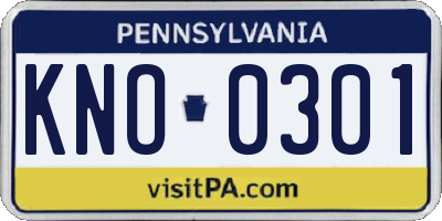 PA license plate KNO0301