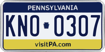 PA license plate KNO0307