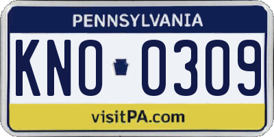 PA license plate KNO0309