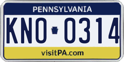 PA license plate KNO0314
