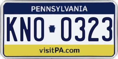 PA license plate KNO0323