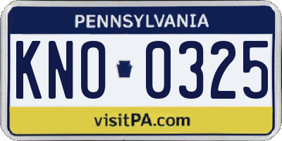 PA license plate KNO0325
