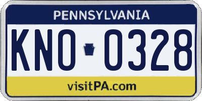 PA license plate KNO0328