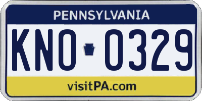 PA license plate KNO0329