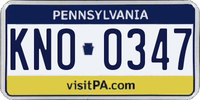 PA license plate KNO0347
