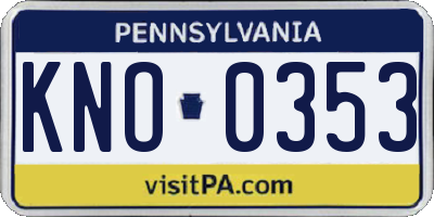 PA license plate KNO0353