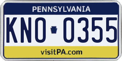 PA license plate KNO0355