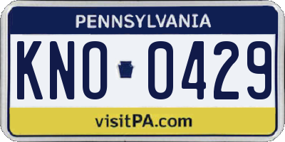 PA license plate KNO0429