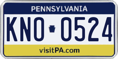 PA license plate KNO0524