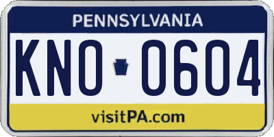 PA license plate KNO0604