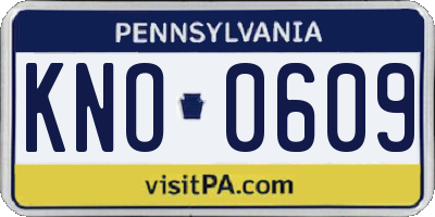 PA license plate KNO0609