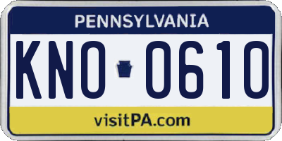 PA license plate KNO0610