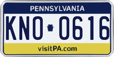 PA license plate KNO0616